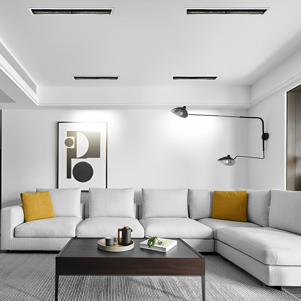 Sleek White Recessed LED Linear Light Fixture for Living Room Spaces