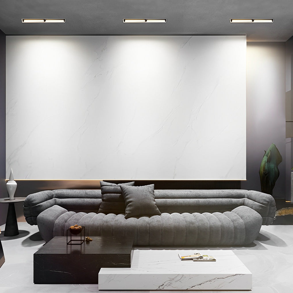 Sleek White Recessed LED Linear Light Fixture for Living Room Spaces