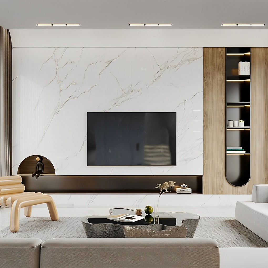 Sleek White Recessed LED Linear Light Fixture for Living Room Spaces