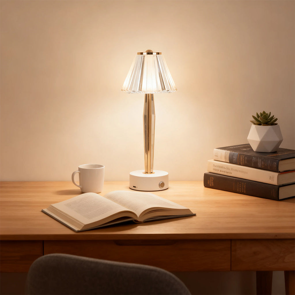 Elegant Iron and Acrylic Table Lamp with USB Touch Control for Bedrooms