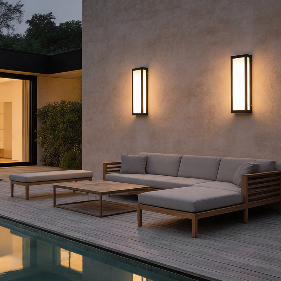Sleek Black Modern LED Rectangle Outdoor Waterproof Wall Light Fixture