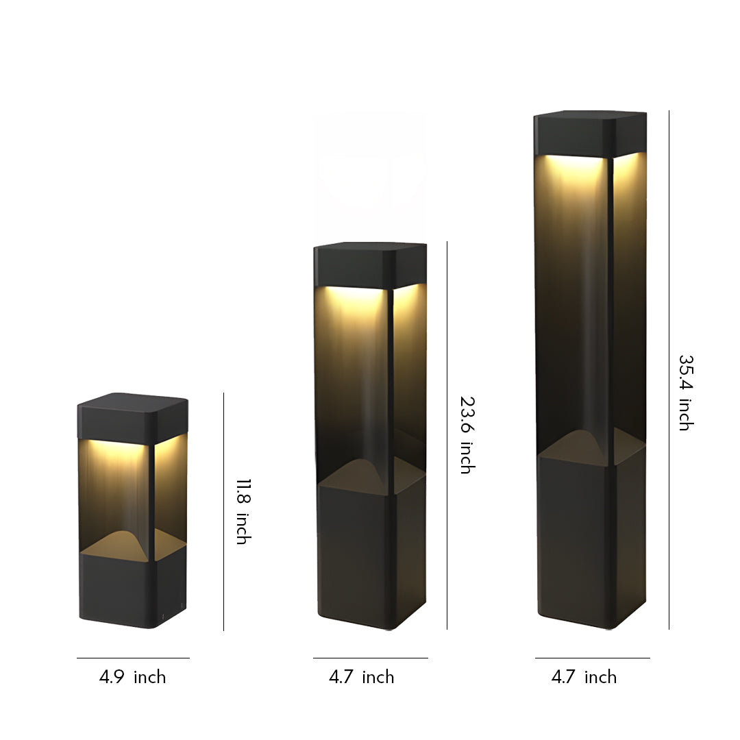Modern Waterproof LED Bollard Light - Outdoor Landscape Lighting in Gray