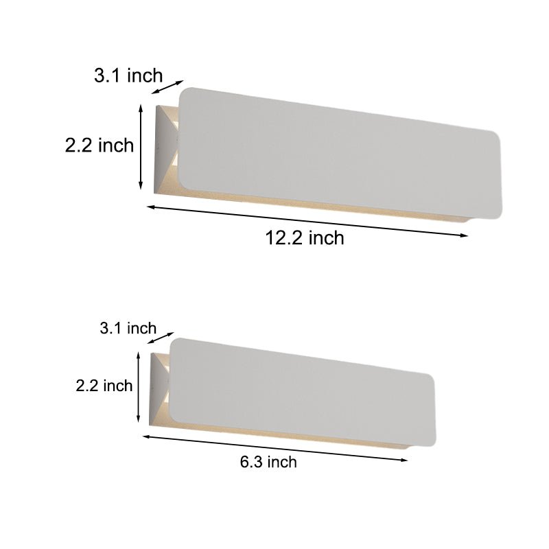 Sleek White Rectangular Metal LED Wall Light Fixture for Modern Interiors
