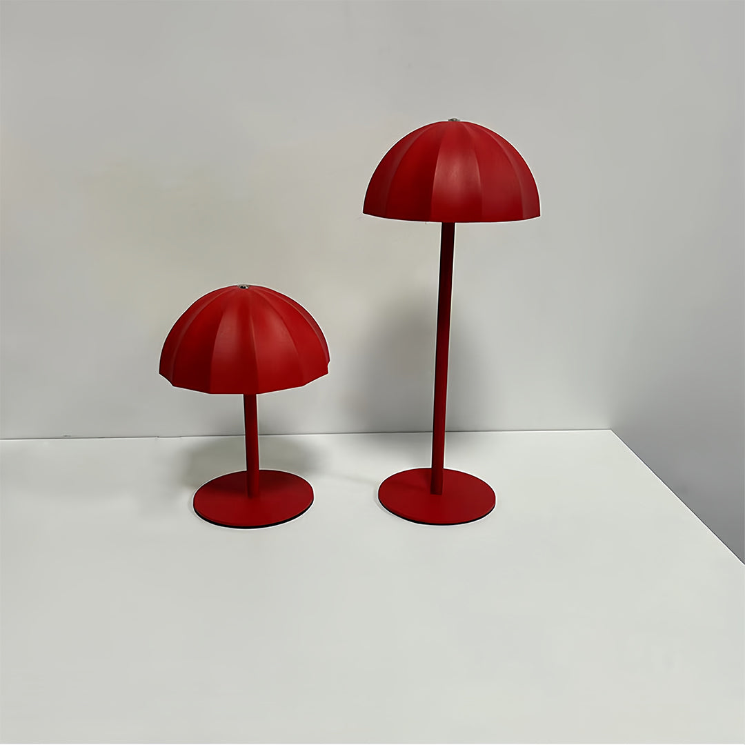 Minimalist White Metal Mushroom Table Lamp, Cordless & Rechargeable for Home