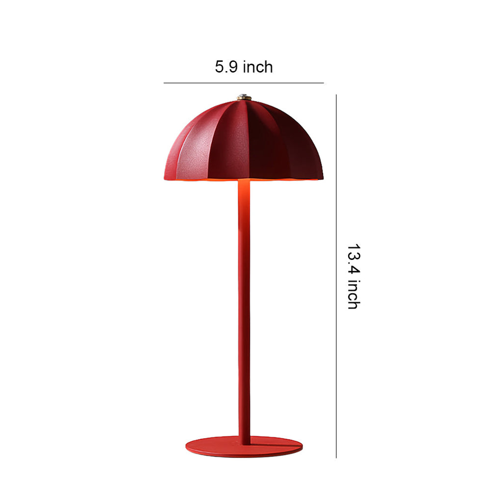 Minimalist White Metal Mushroom Table Lamp, Cordless & Rechargeable for Home
