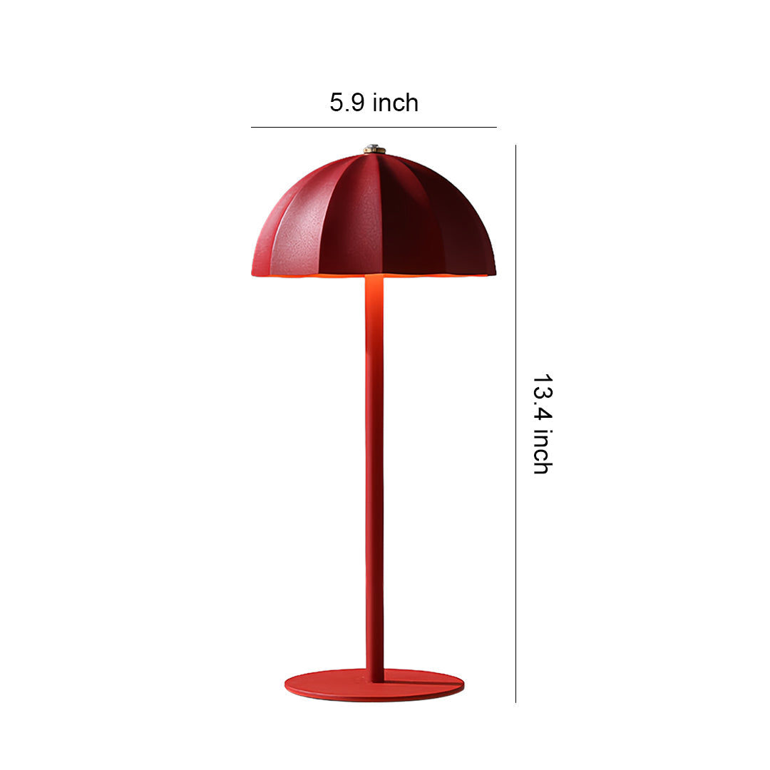 Minimalist White Metal Mushroom Table Lamp, Cordless & Rechargeable for Home