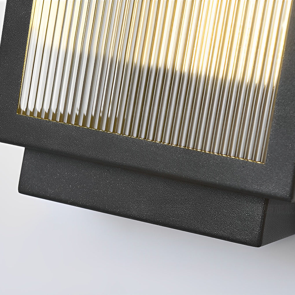 Rectangular Modern LED Wall Light with Reeded Glass for Outdoor Use