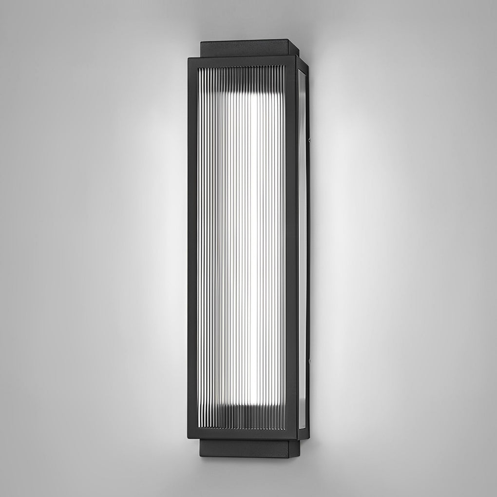 Rectangular Modern LED Wall Light with Reeded Glass for Outdoor Use