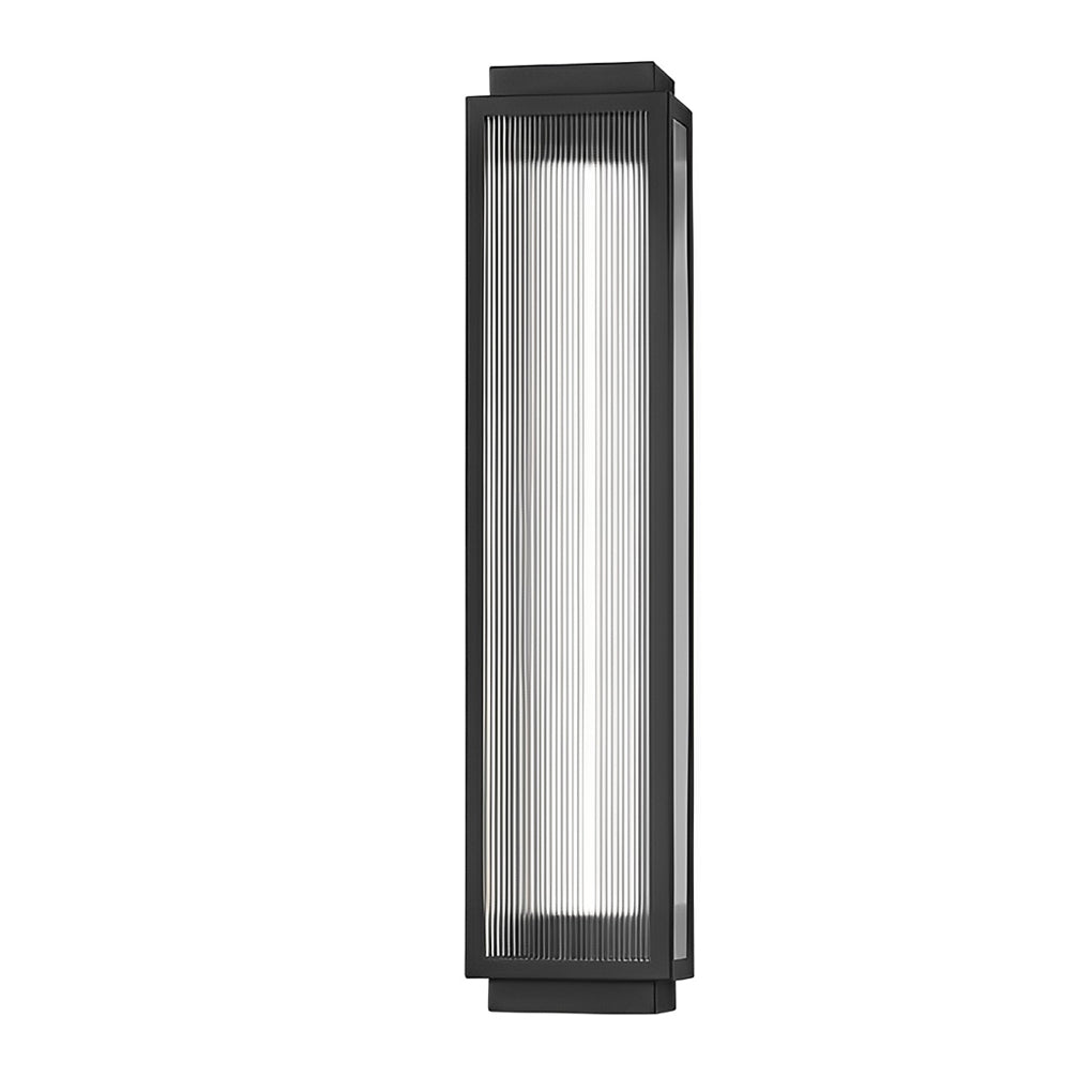 Rectangular Modern LED Wall Light with Reeded Glass for Outdoor Use