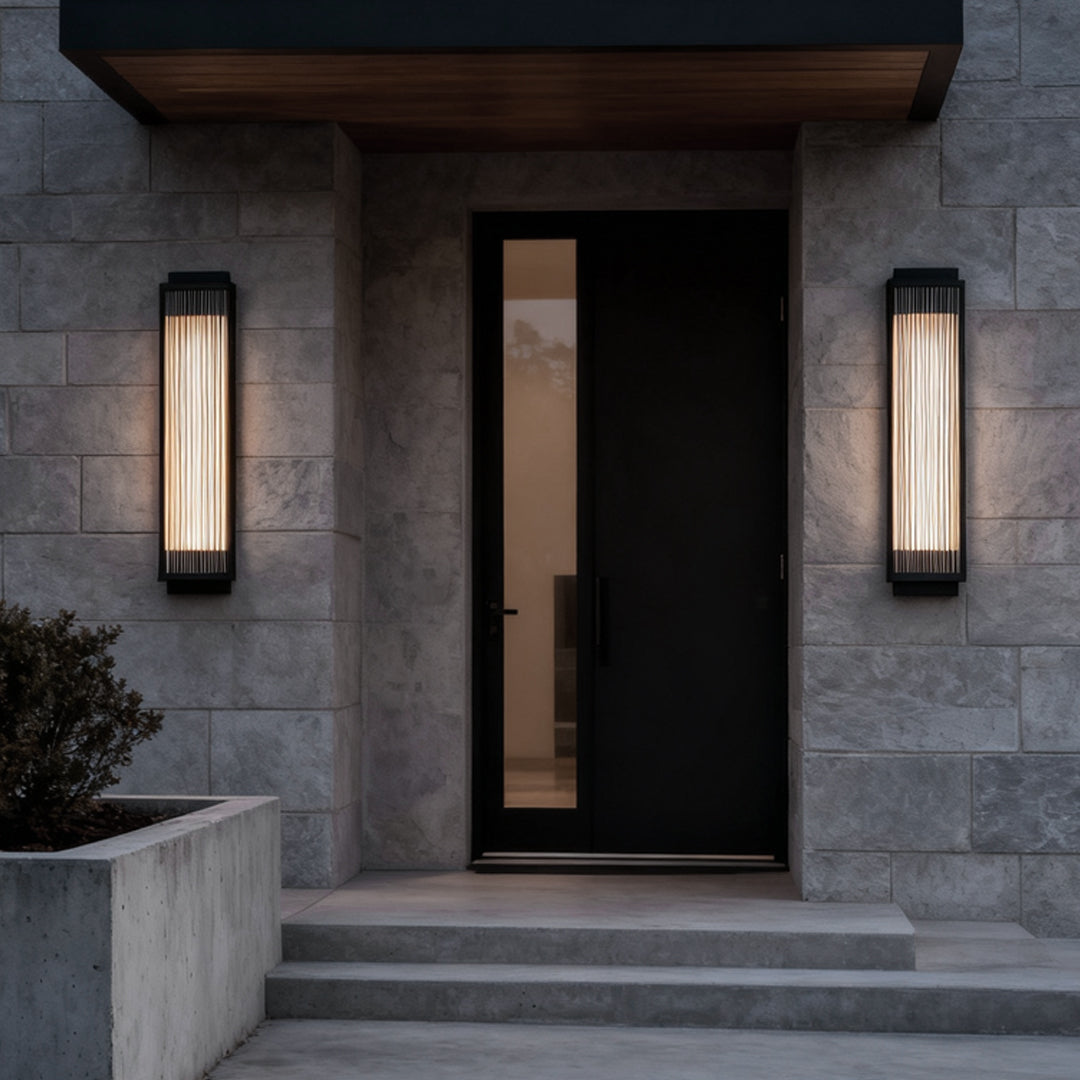 Rectangular Modern LED Wall Light with Reeded Glass for Outdoor Use