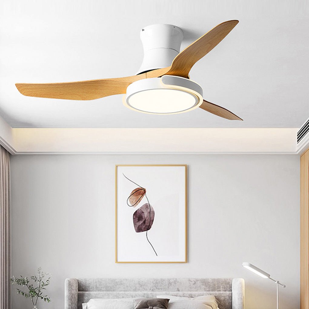 Modern White LED Remote Control Ceiling Fan Light with Dimming, Ideal for Living Room