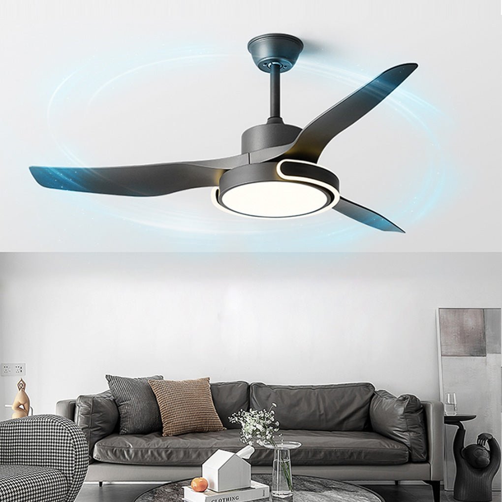 Brushed Nickel Remote Control Ceiling Fan Light with Dimming for Living Room