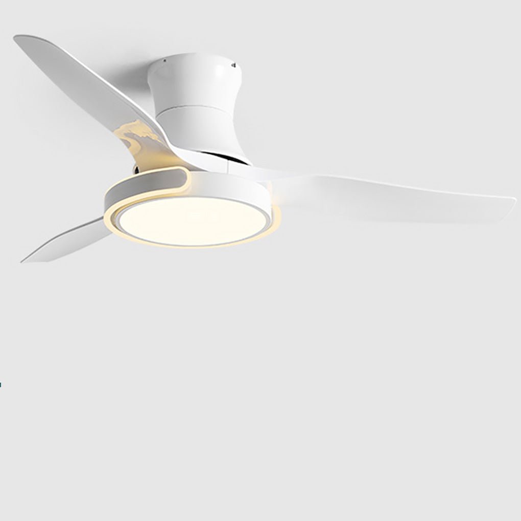 Modern White LED Remote Control Ceiling Fan Light with Dimming, Ideal for Living Room