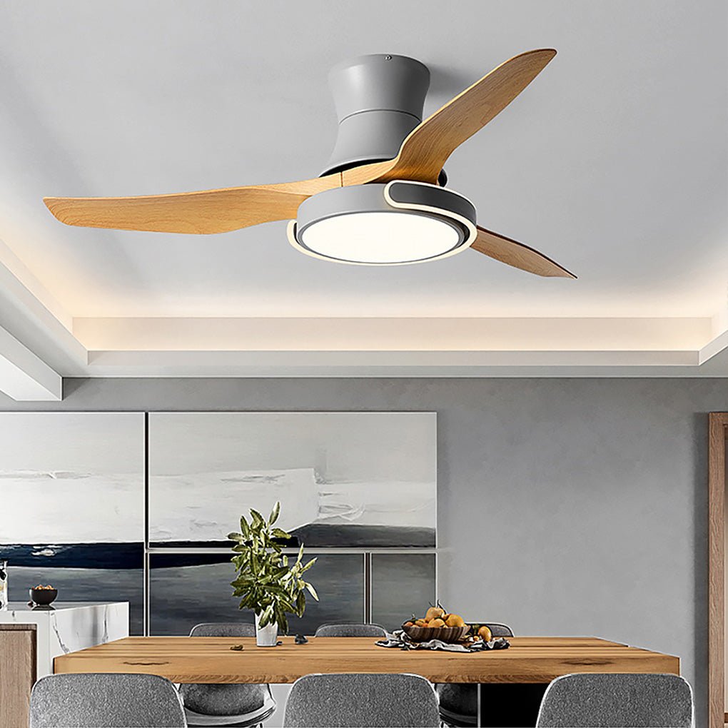 Modern White LED Remote Control Ceiling Fan Light with Dimming, Ideal for Living Room