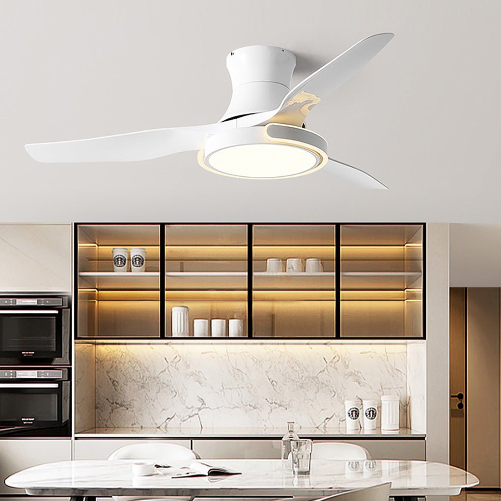 Brushed Nickel Remote Control Ceiling Fan Light with Dimming for Living Room