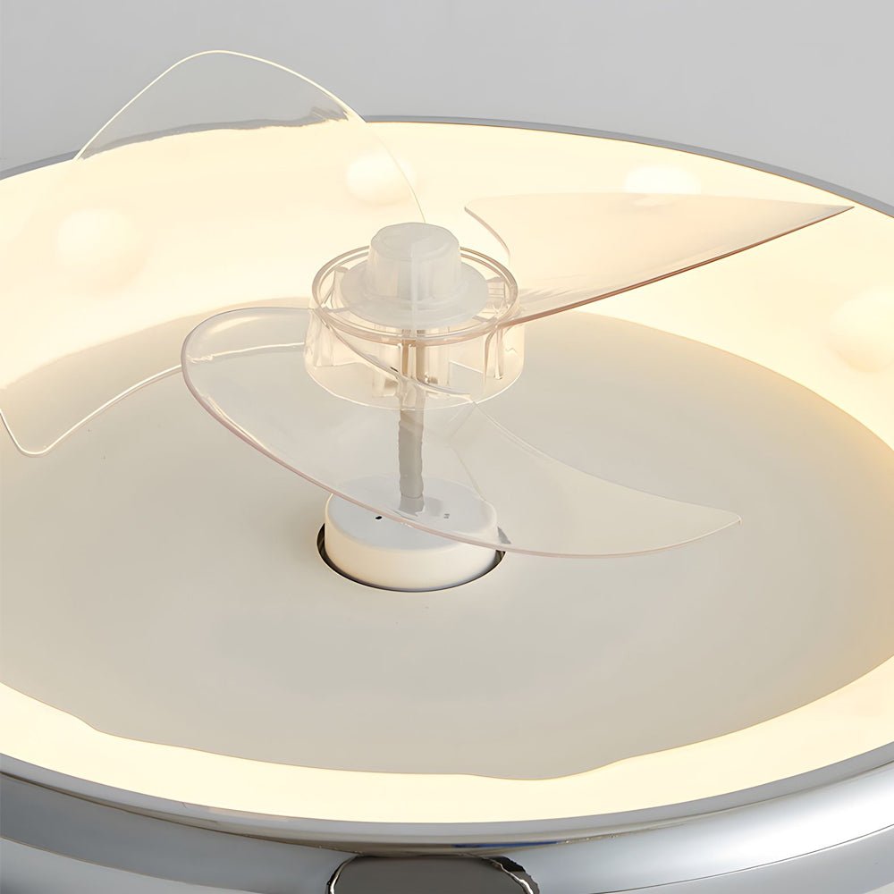 Modern White Round Ceiling Fan with Light and Remote for Living Room