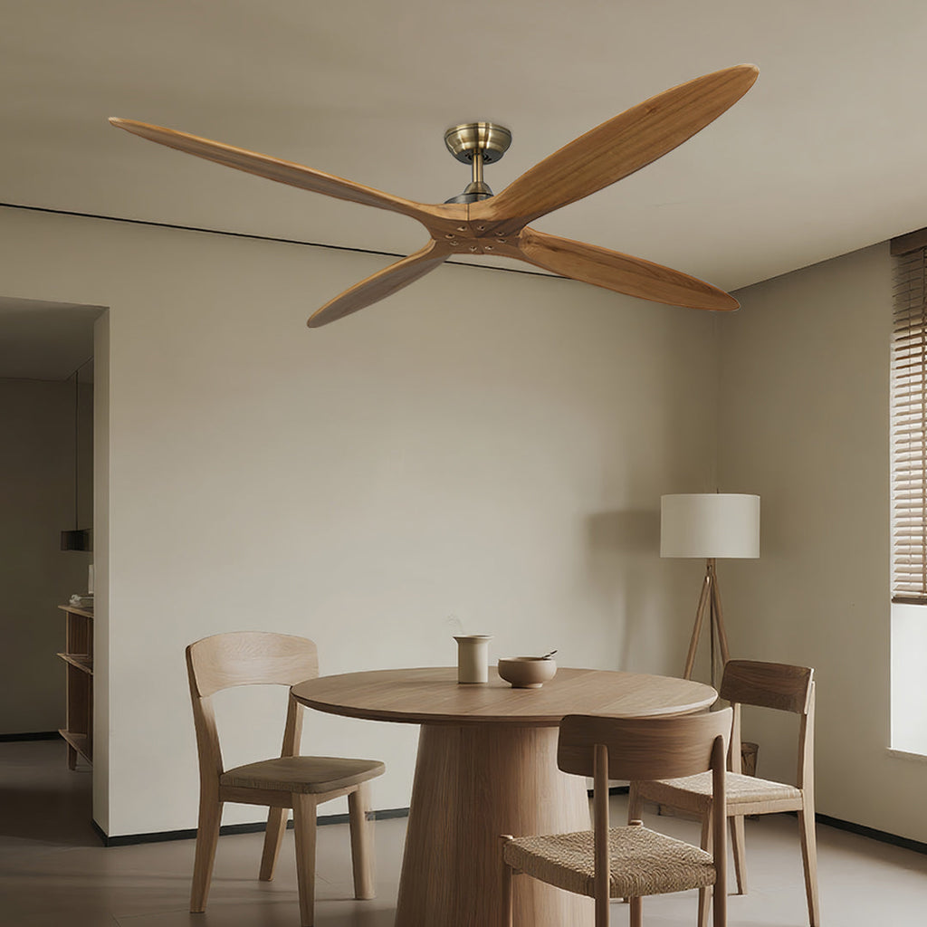 Large Modern Wood Propeller Ceiling Fan with Remote for Living Room