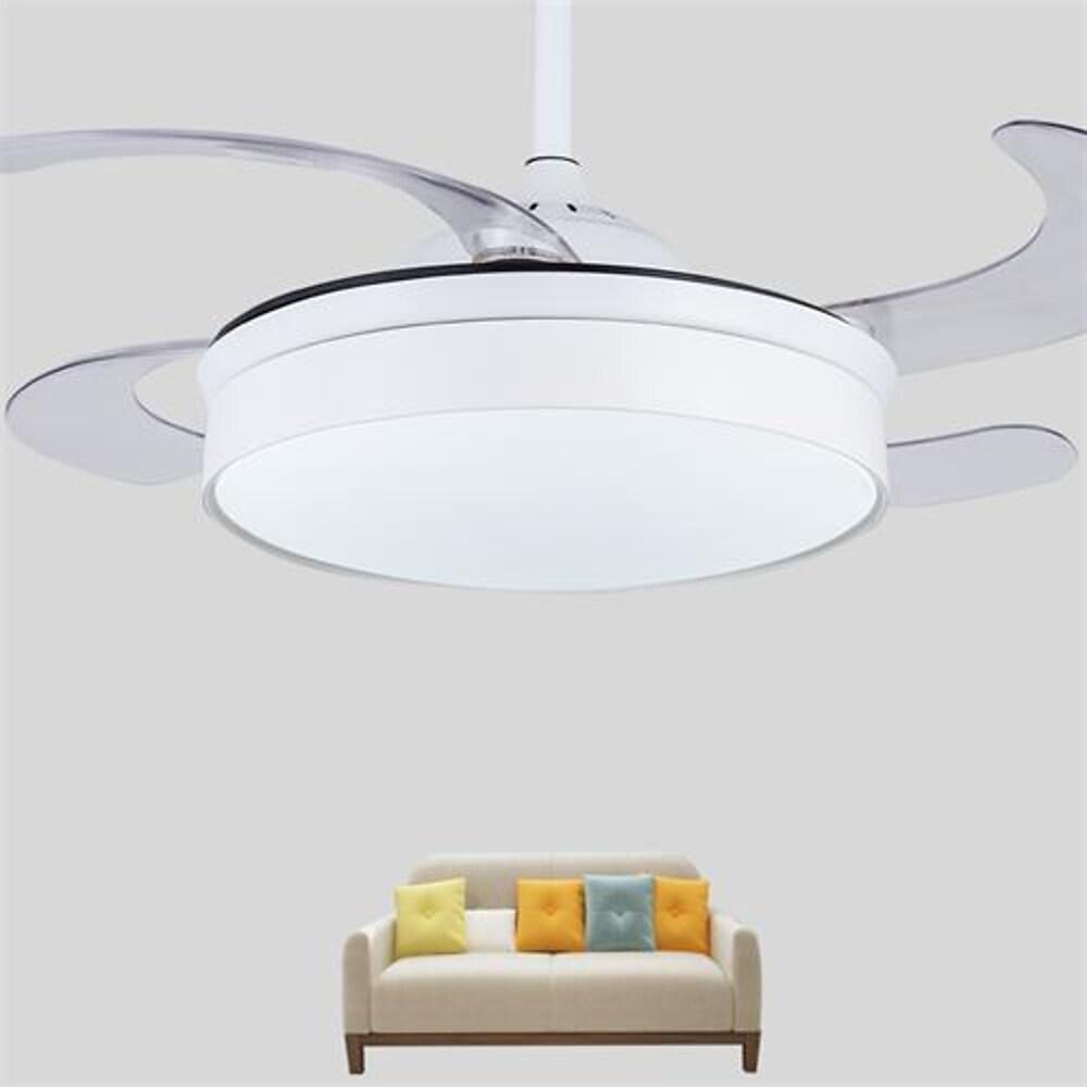 Nordic Style Retractable LED Ceiling Fan with Lights, 15/19-Inch, White