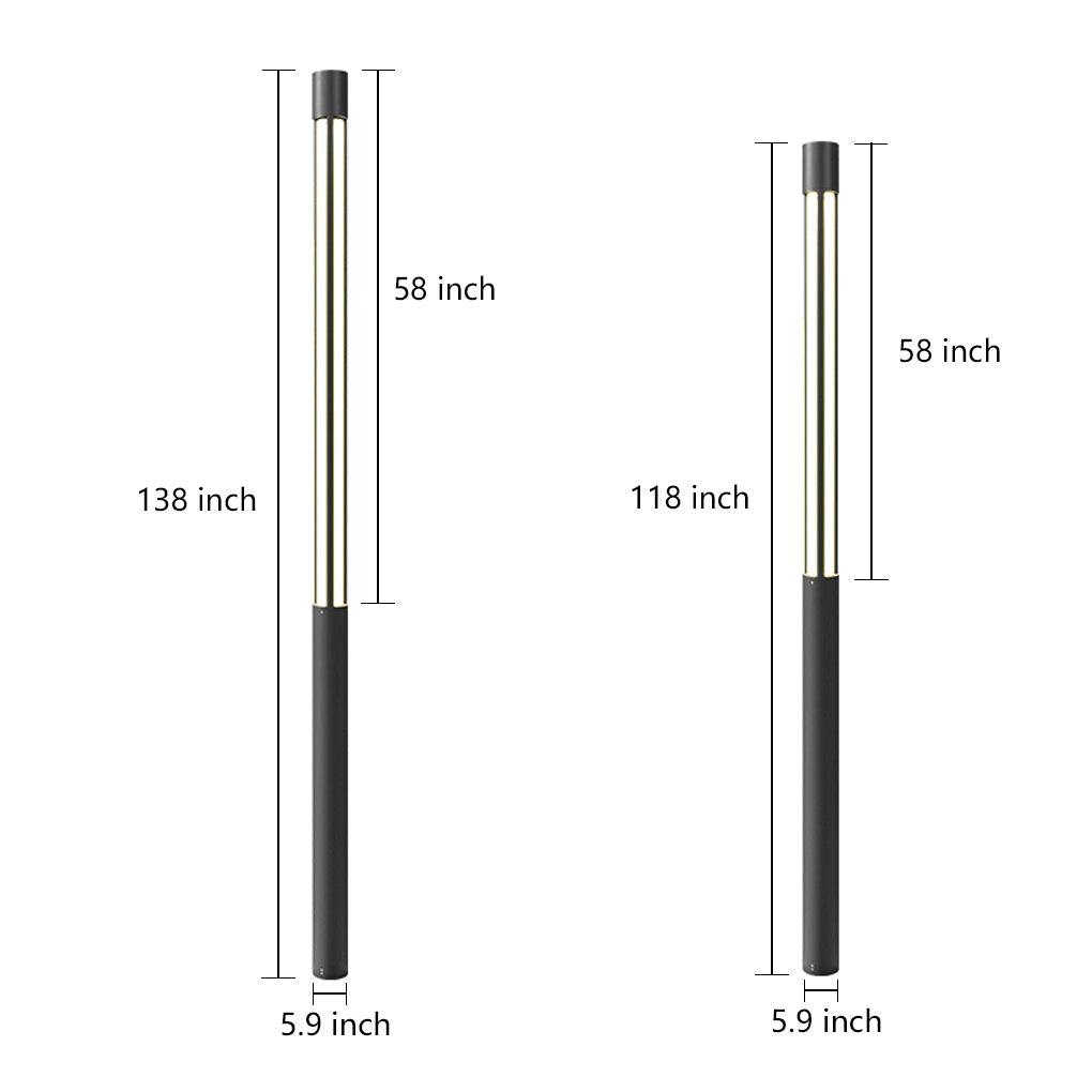 Modern Black Cylindrical LED Bollard Lights for Outdoor Landscape Lighting