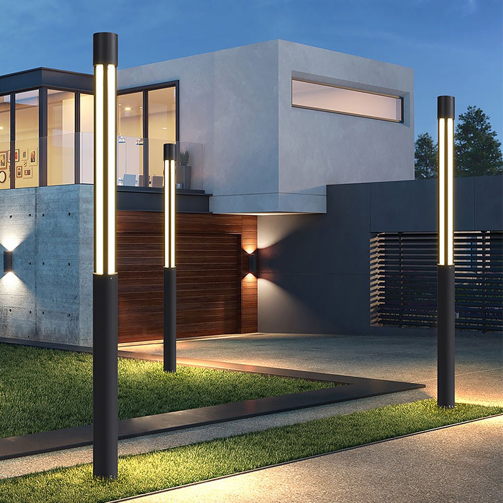 Modern White Cylindrical LED Bollard Lights for Outdoor Landscape Design
