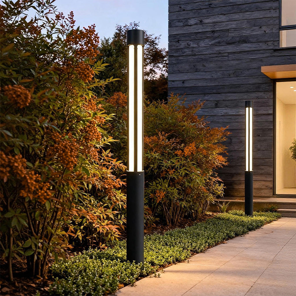 Modern White Cylindrical LED Bollard Lights for Outdoor Landscape Design