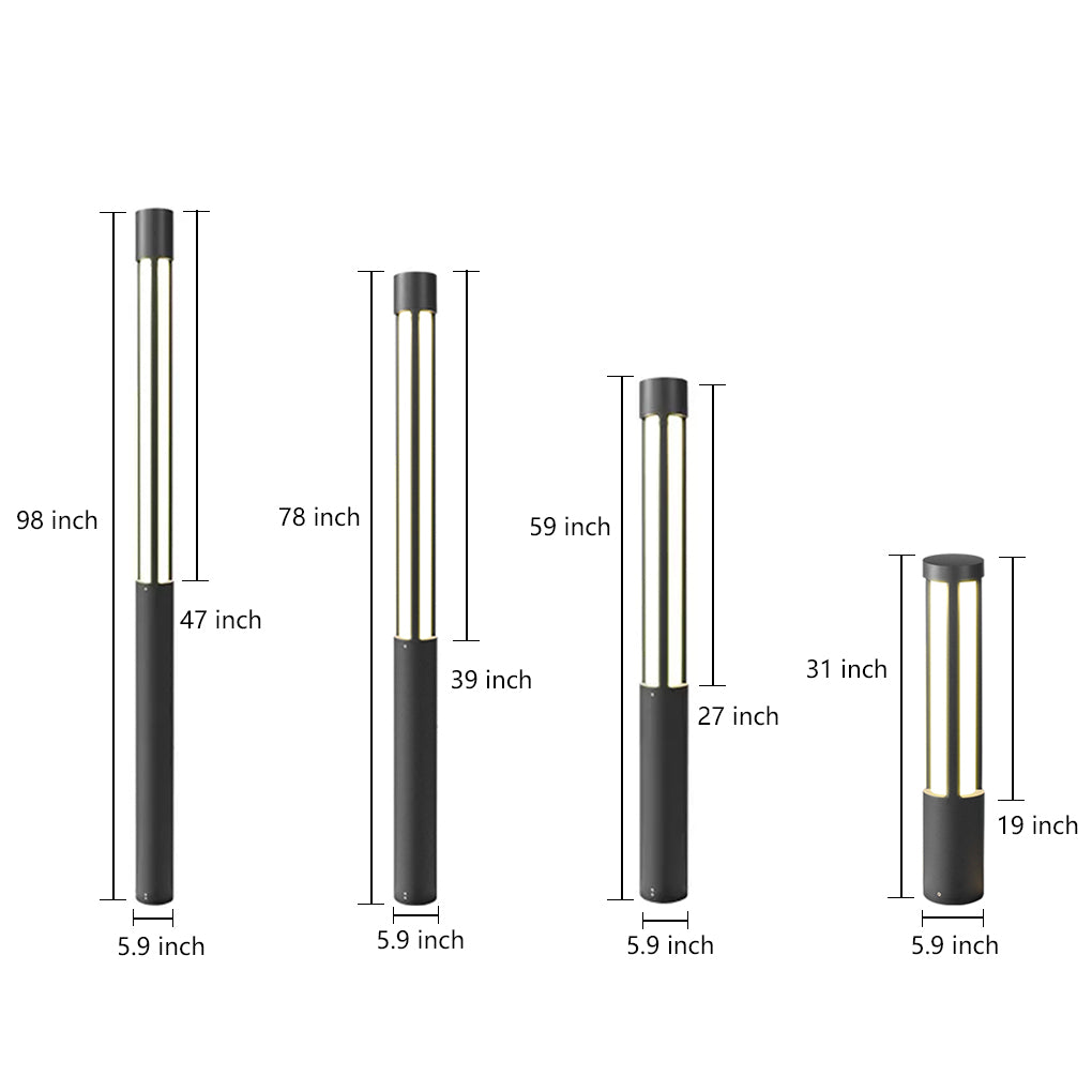 Modern Black Cylindrical LED Bollard Lights for Outdoor Landscape Lighting