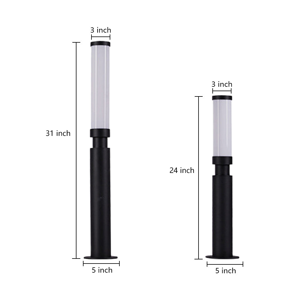 Heavy-Duty Black Waterproof LED Bollard Lights for Outdoor Garden Use
