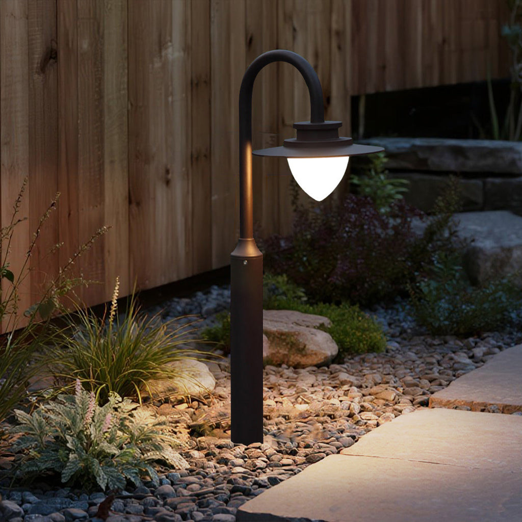 Sleek Black Metal Gooseneck Garden Lights for Pathway and Outdoor Use