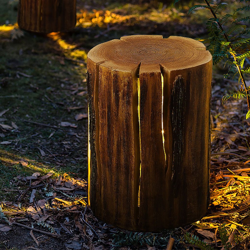 Rustic LED Resin Tree Stump Garden Lamp - Outdoor Decorative Light