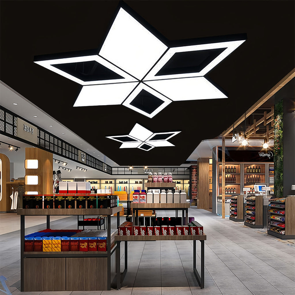 Modern Black Multi-Diamond LED Chandelier Light for Living Room Dining