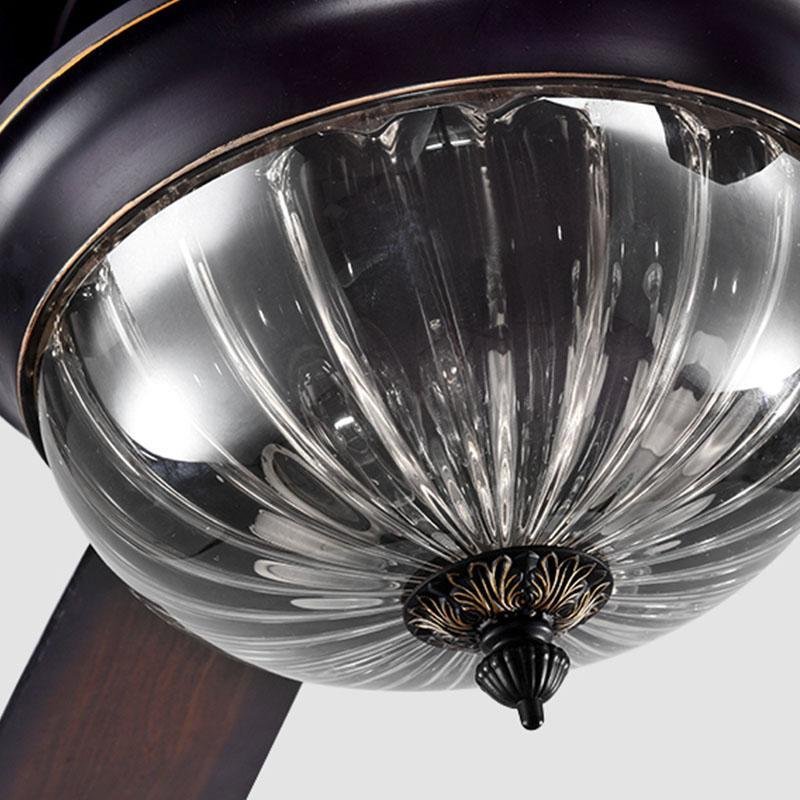 Rustic Metal Brown Blade Ceiling Fan Light Fixture for Country-Style Homes