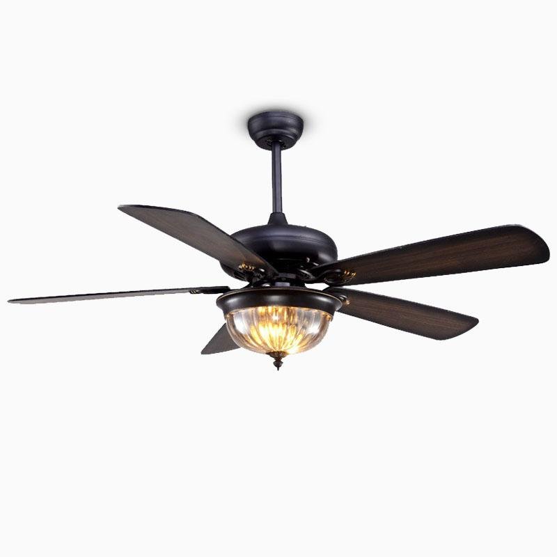 Rustic Metal Brown Blade Ceiling Fan Light Fixture for Country-Style Homes