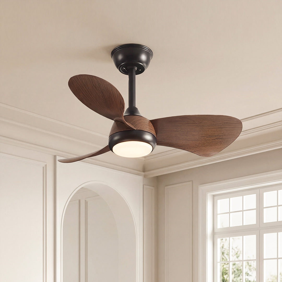 Vintage Black Metal Ceiling Fan with Light, Ideal for Living Room