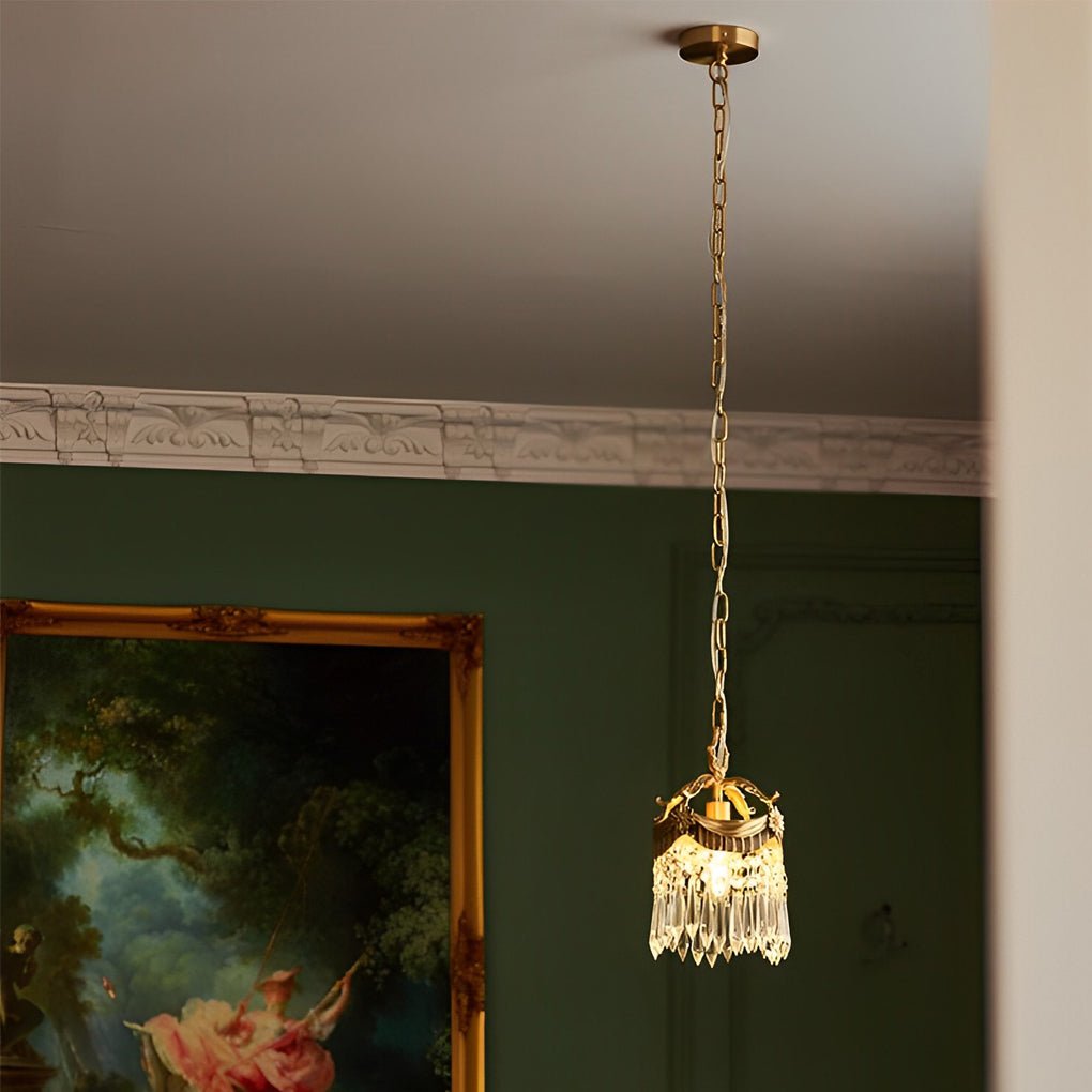 Vintage Crystal Tassel Pendant Light with 3 Dimming Options for Dining Room
