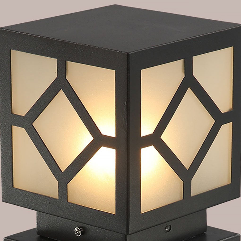 Retro European Solar Square Bollard Light for Garden Pathway Lighting