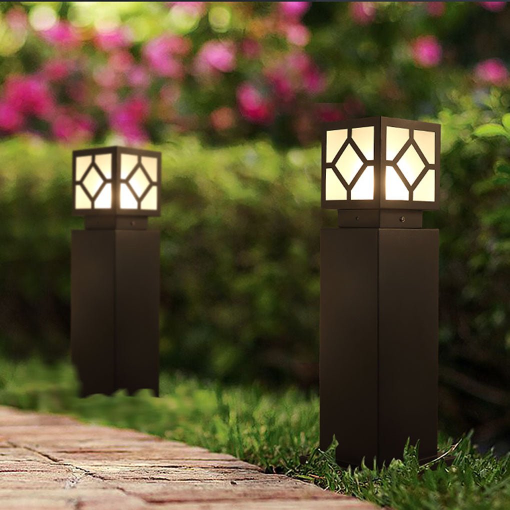 Retro European Solar Square Bollard Light for Garden Pathway Lighting