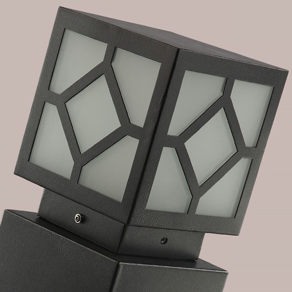 Retro European Solar Square Bollard Light for Garden Pathway Lighting