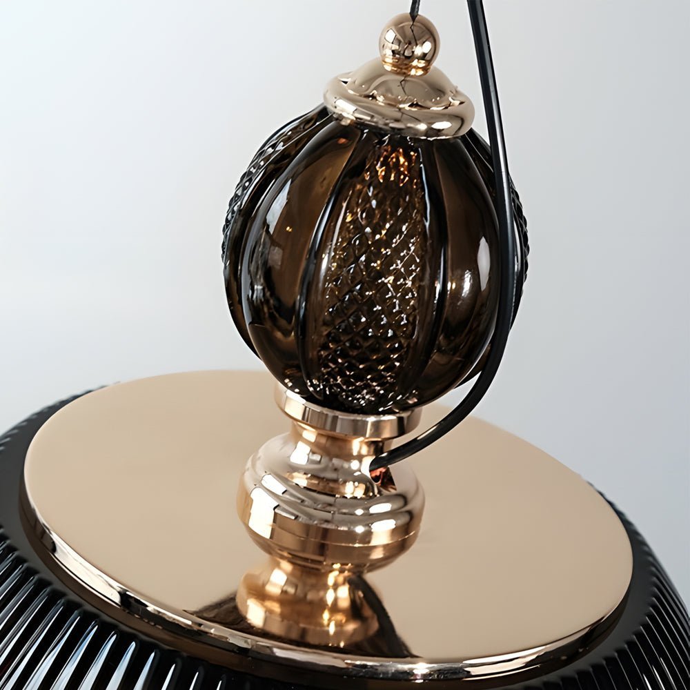Vintage Dark Green Striped Glass Pendant Light Fixture for Nordic Decor