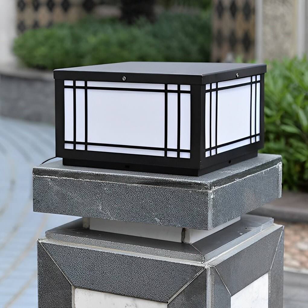 Vintage Square Waterproof LED Pillar Light Fixture for Outdoor Spaces