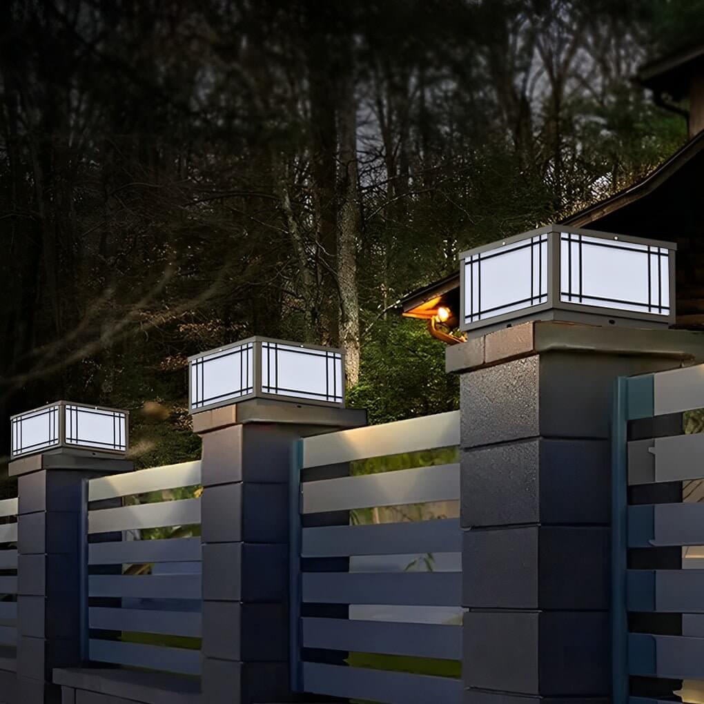 Vintage Square Waterproof LED Pillar Light Fixture for Outdoor Spaces