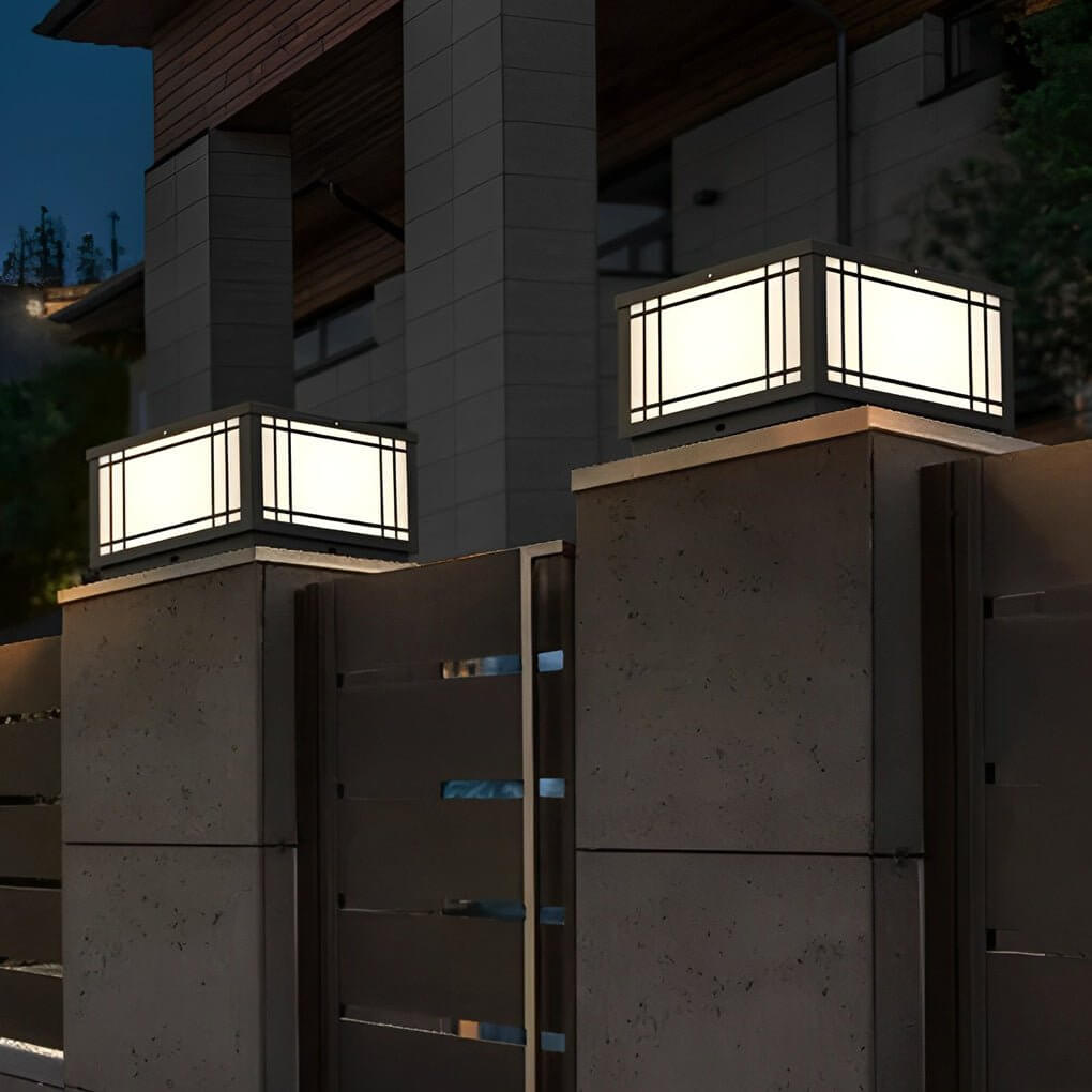Vintage Square Waterproof LED Pillar Light Fixture for Outdoor Spaces