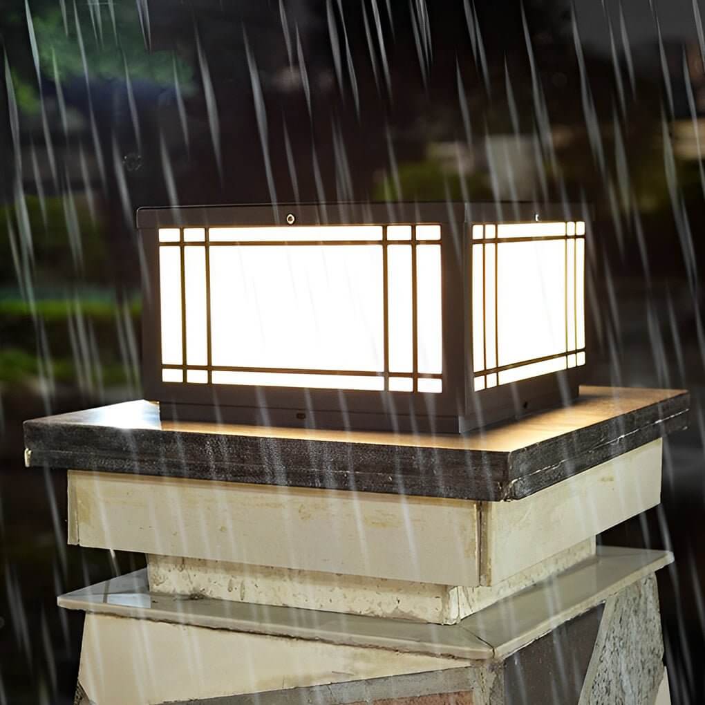 Vintage Square Waterproof LED Pillar Light Fixture for Outdoor Spaces