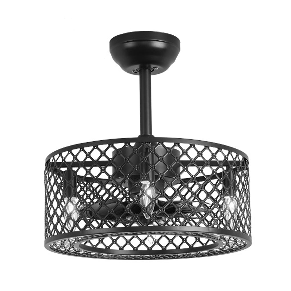 Rustic Vintage Iron Ceiling Fan Light with Remote for Living Room Decor