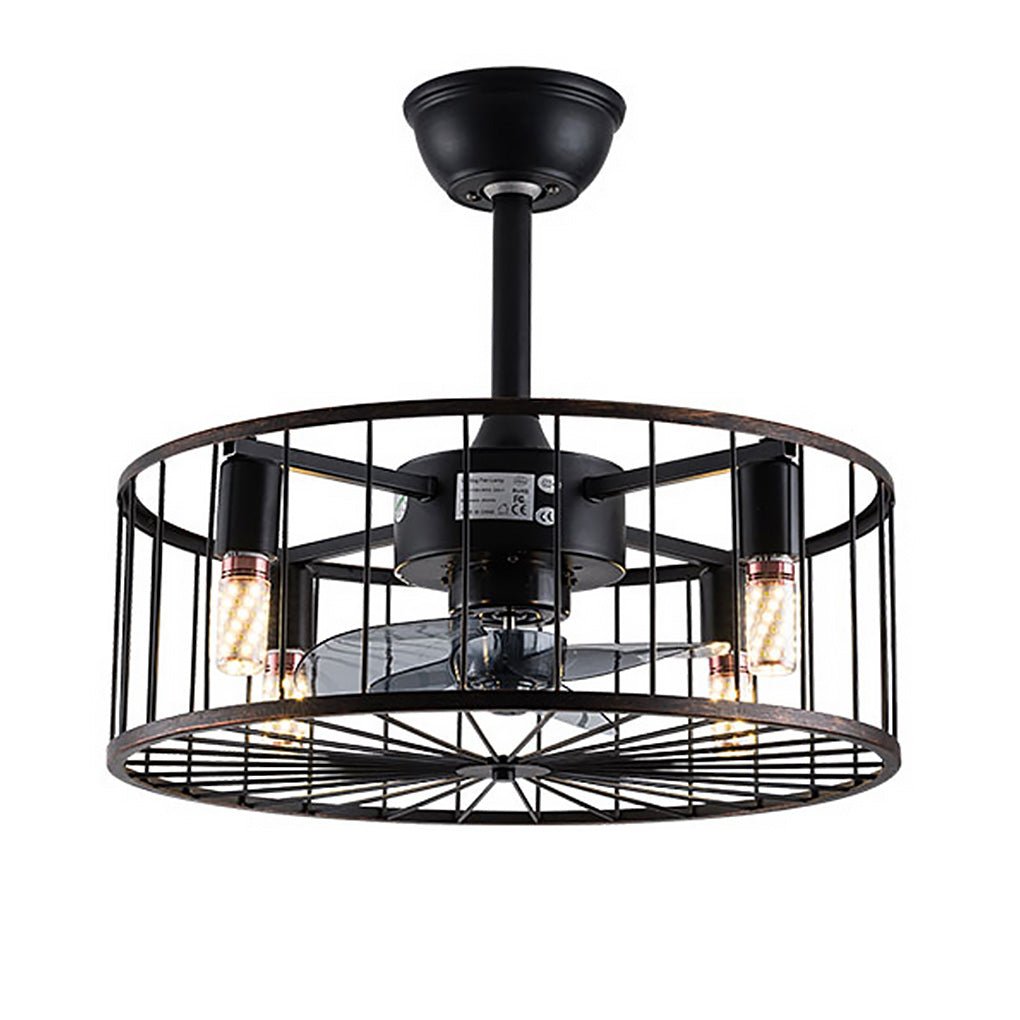 Rustic Retro Bladeless Ceiling Fan Lamp with Three-Speed Wind Control