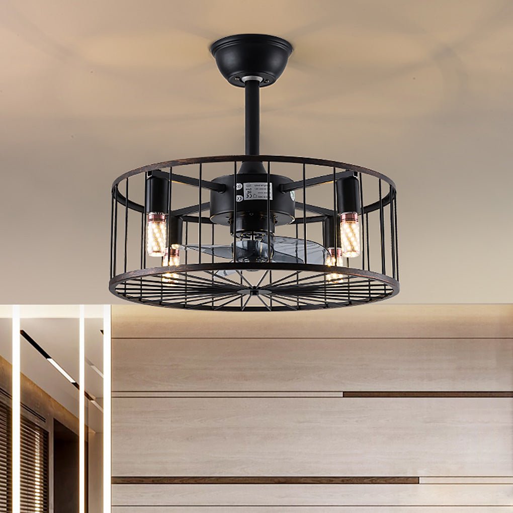 Rustic Retro Bladeless Ceiling Fan Lamp with Three-Speed Wind Control