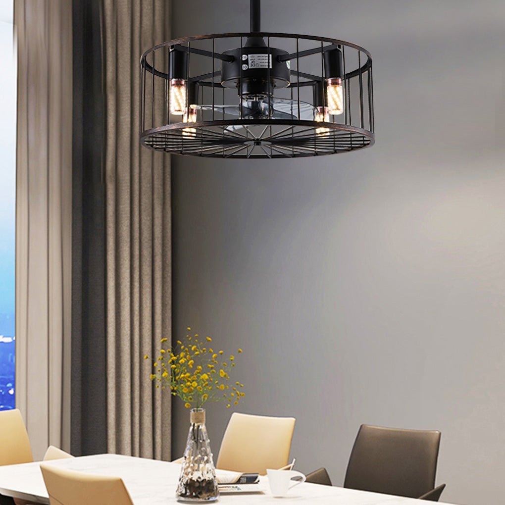 Rustic Retro Bladeless Ceiling Fan Lamp with Three-Speed Wind Control
