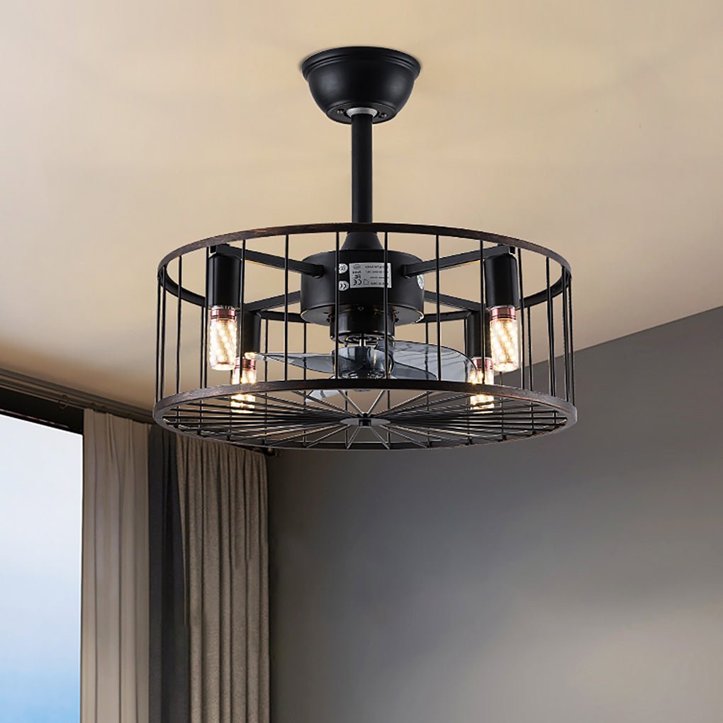 Rustic Retro Bladeless Ceiling Fan Lamp with Three-Speed Wind Control