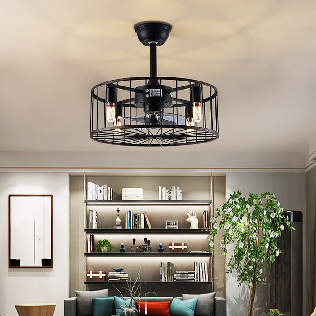 Rustic Retro Bladeless Ceiling Fan Lamp with Three-Speed Wind Control