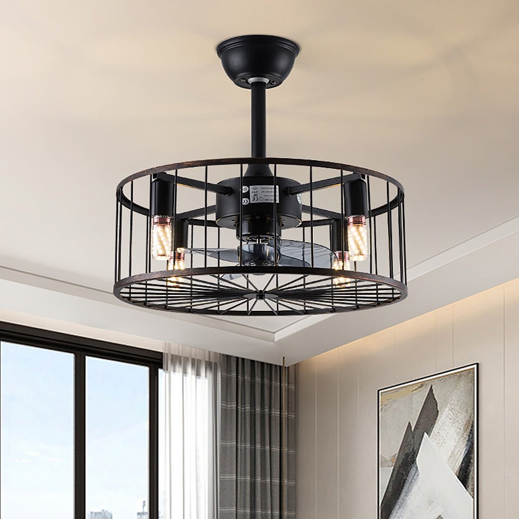 Rustic Retro Bladeless Ceiling Fan Lamp with Three-Speed Wind Control