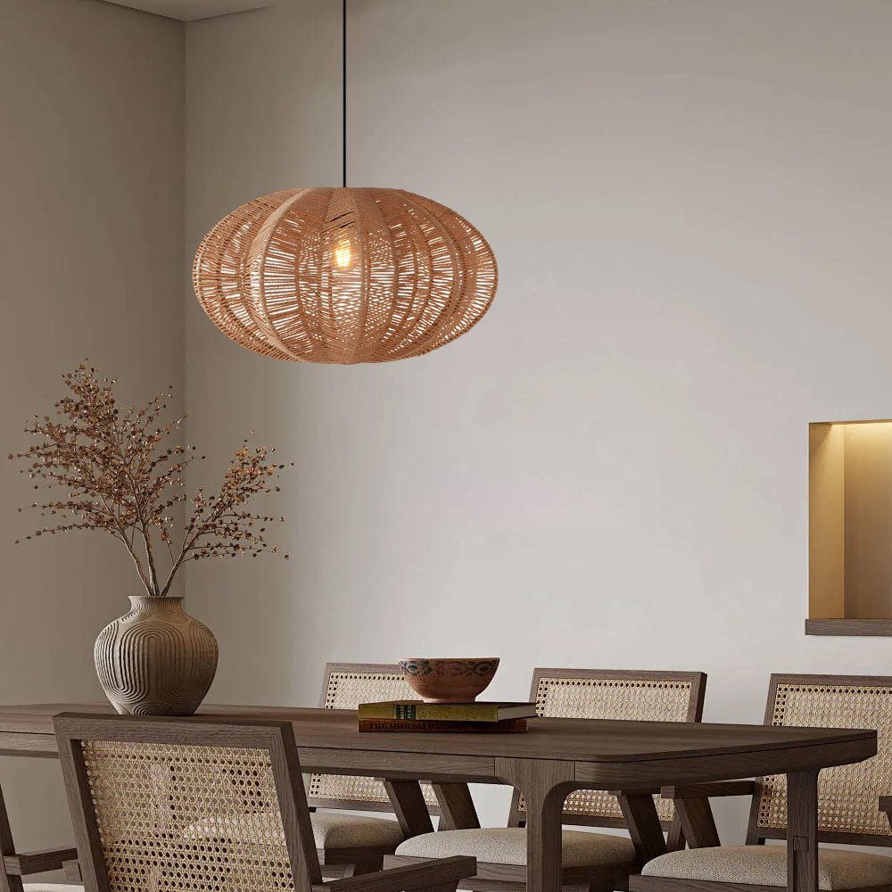Vintage Hemp Rope Chandelier in Japanese Wabi-Sabi Style for Living Room